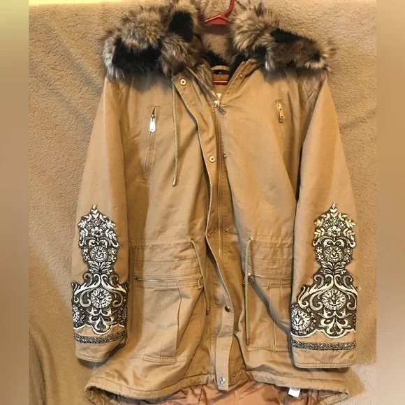 Chico’s Winter Coat Tan Suede Leather